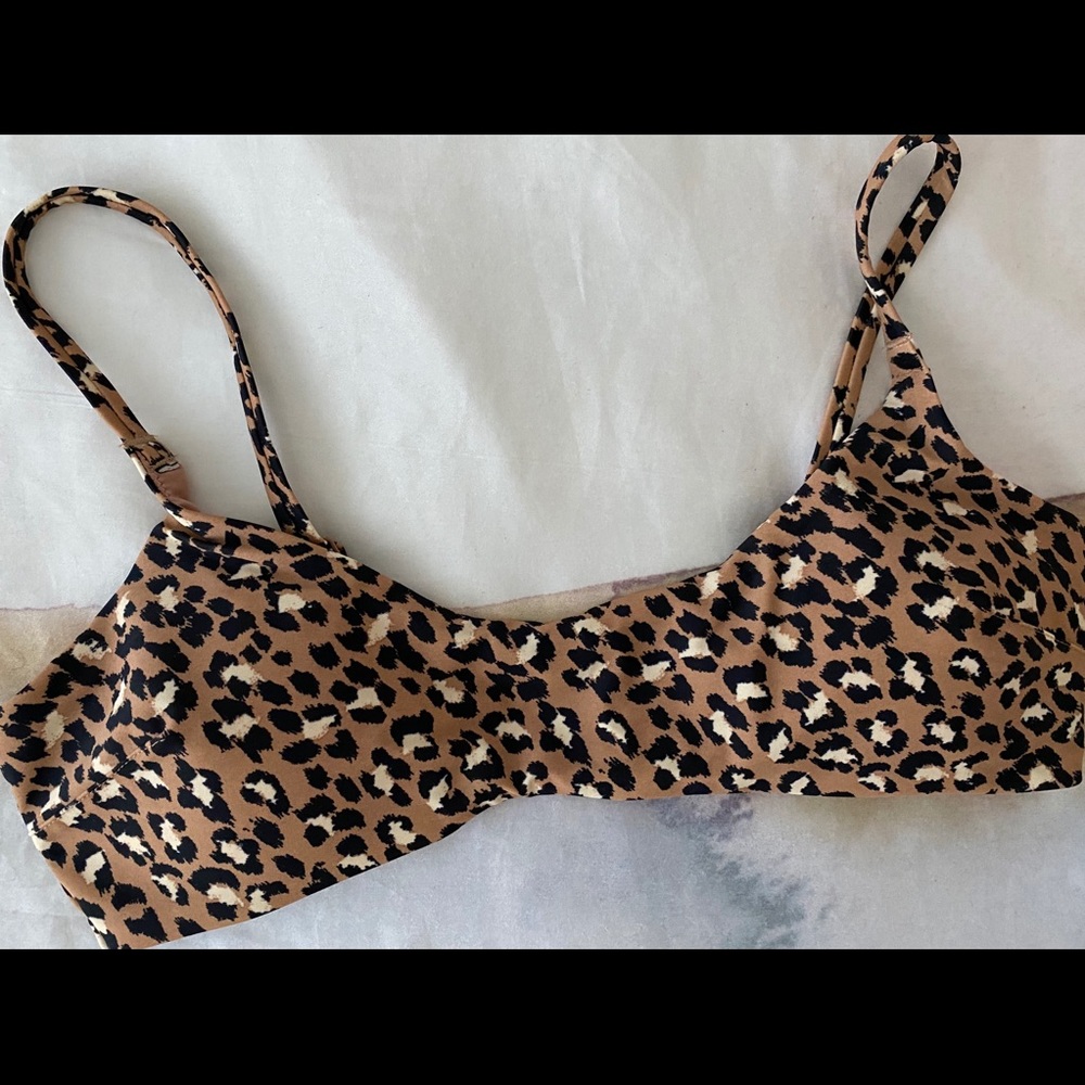 Aerie Leopard Scoop Bikini Top